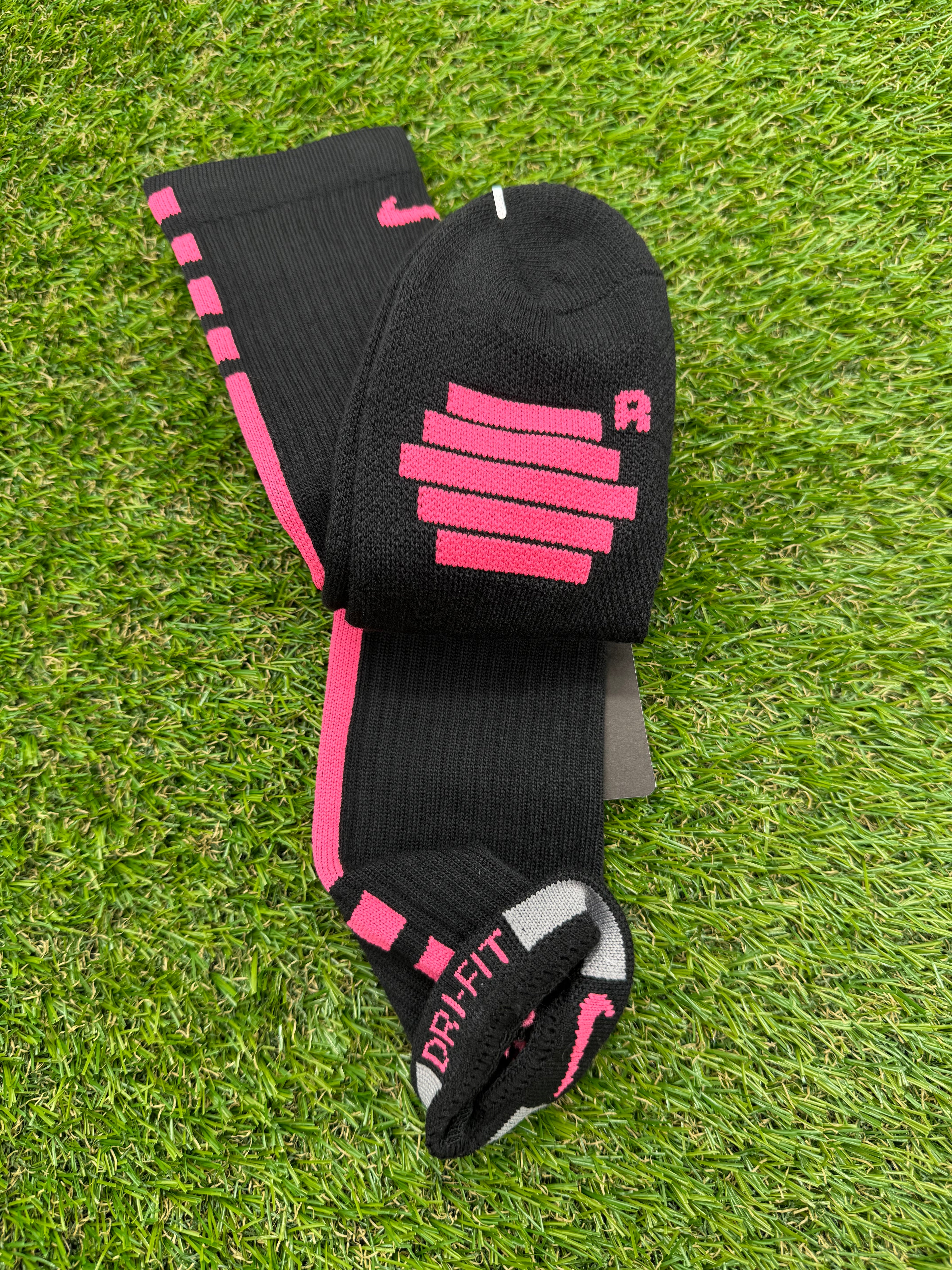 Nike Elite NBA DRI-FIT Black and Pink Crew Socks Large