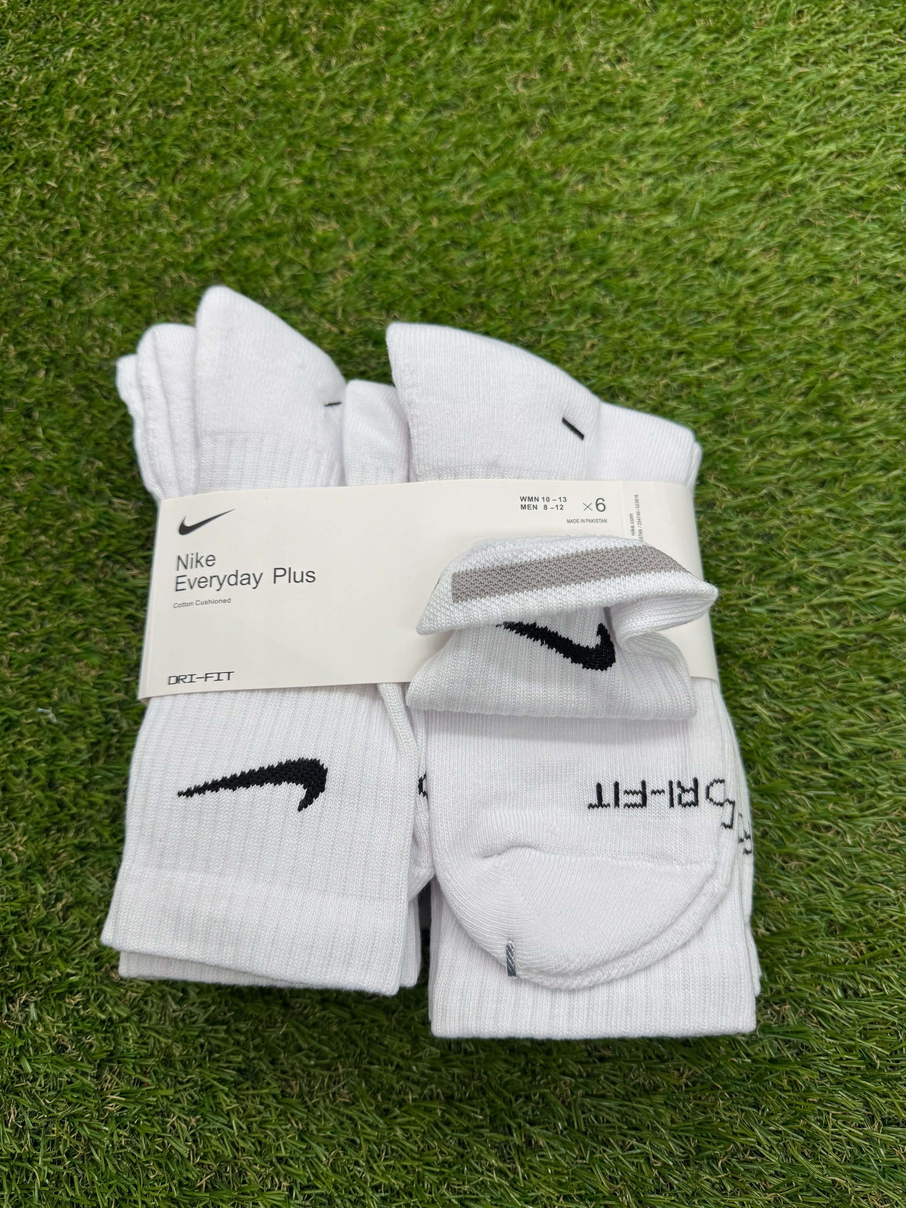 Nike Dri Fit Dry Cotton Crew Socks 6 Pairs Large White