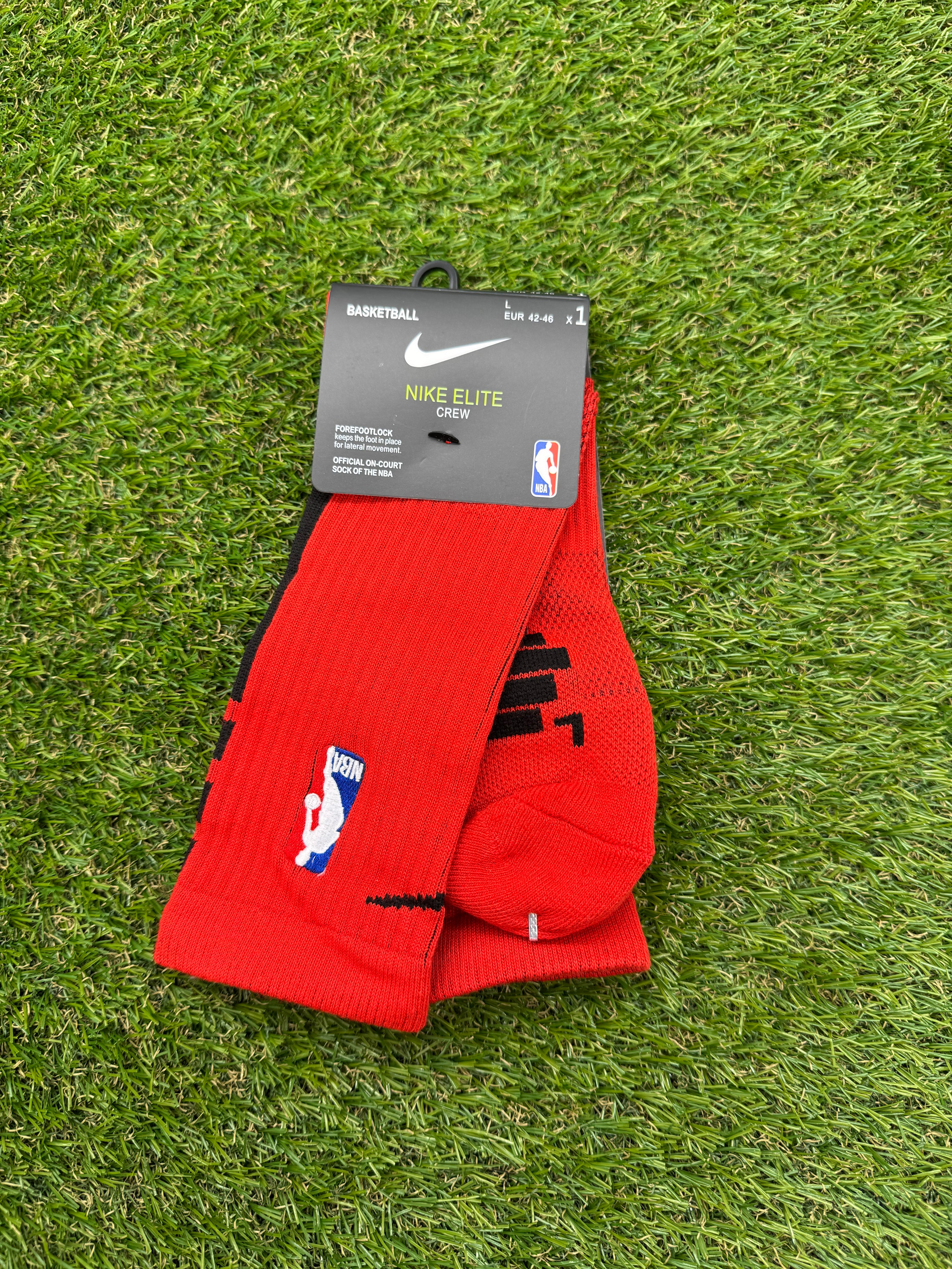 Nike Elite NBA DRI-FIT Red & Black Crew Socks Large