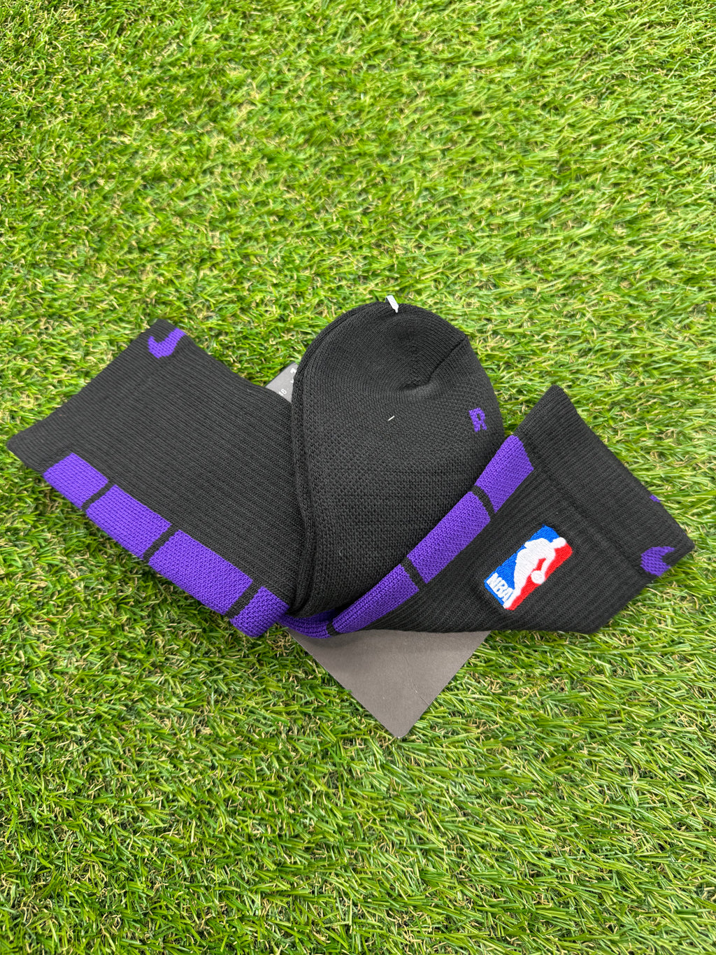 Nike Elite NBA Black & Purple Crew Socks Large