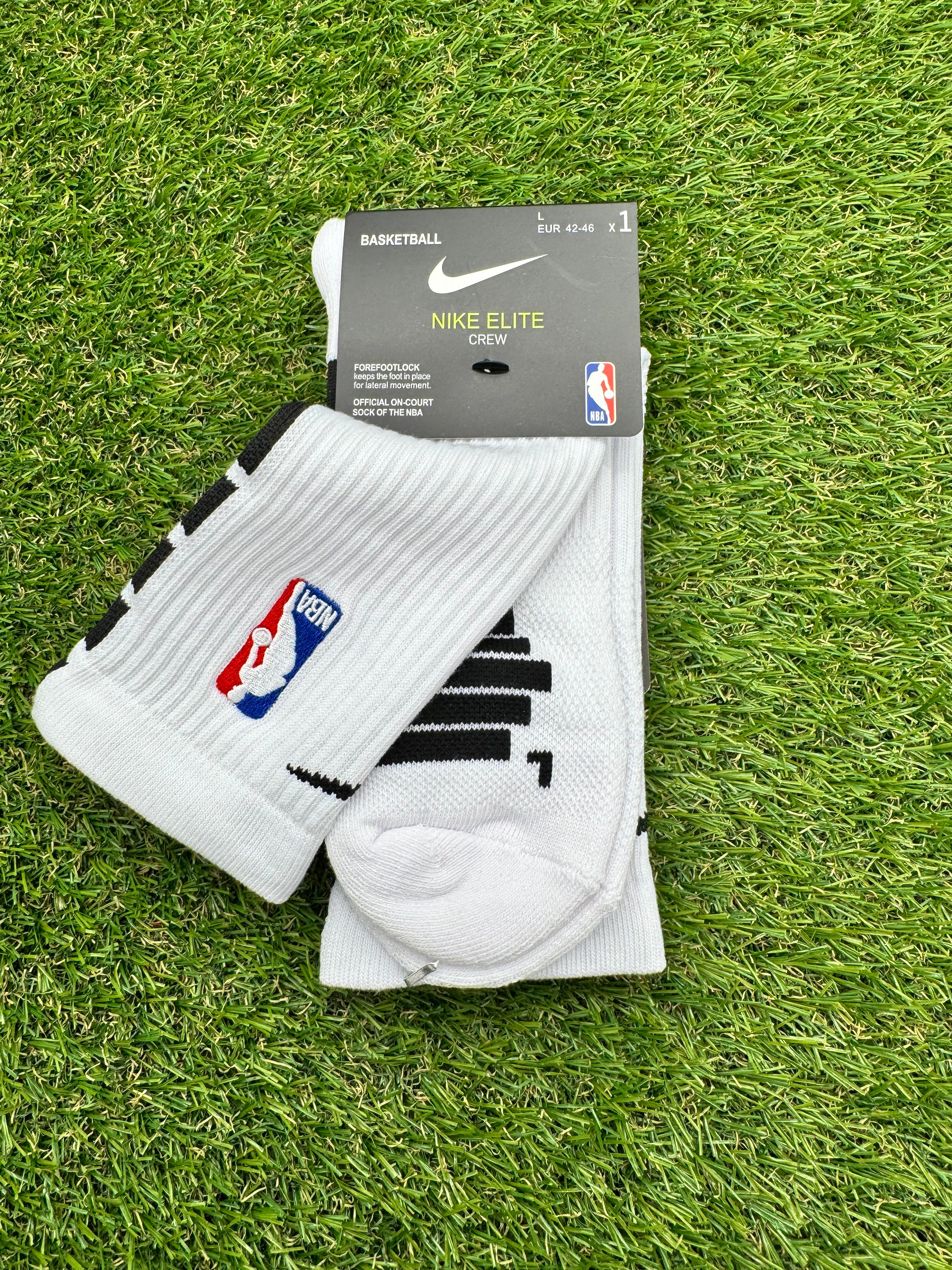 Nike Elite NBA DRI-FIT Black & White Crew Socks Large