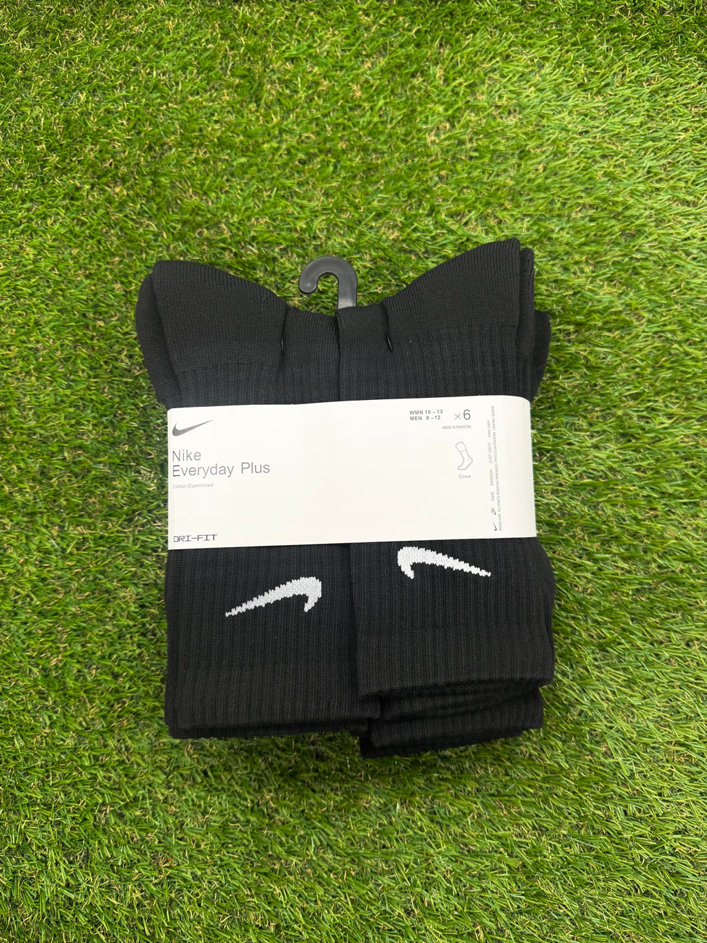Nike Dri Fit Dry Cotton Crew Socks 6 Pairs Large Black