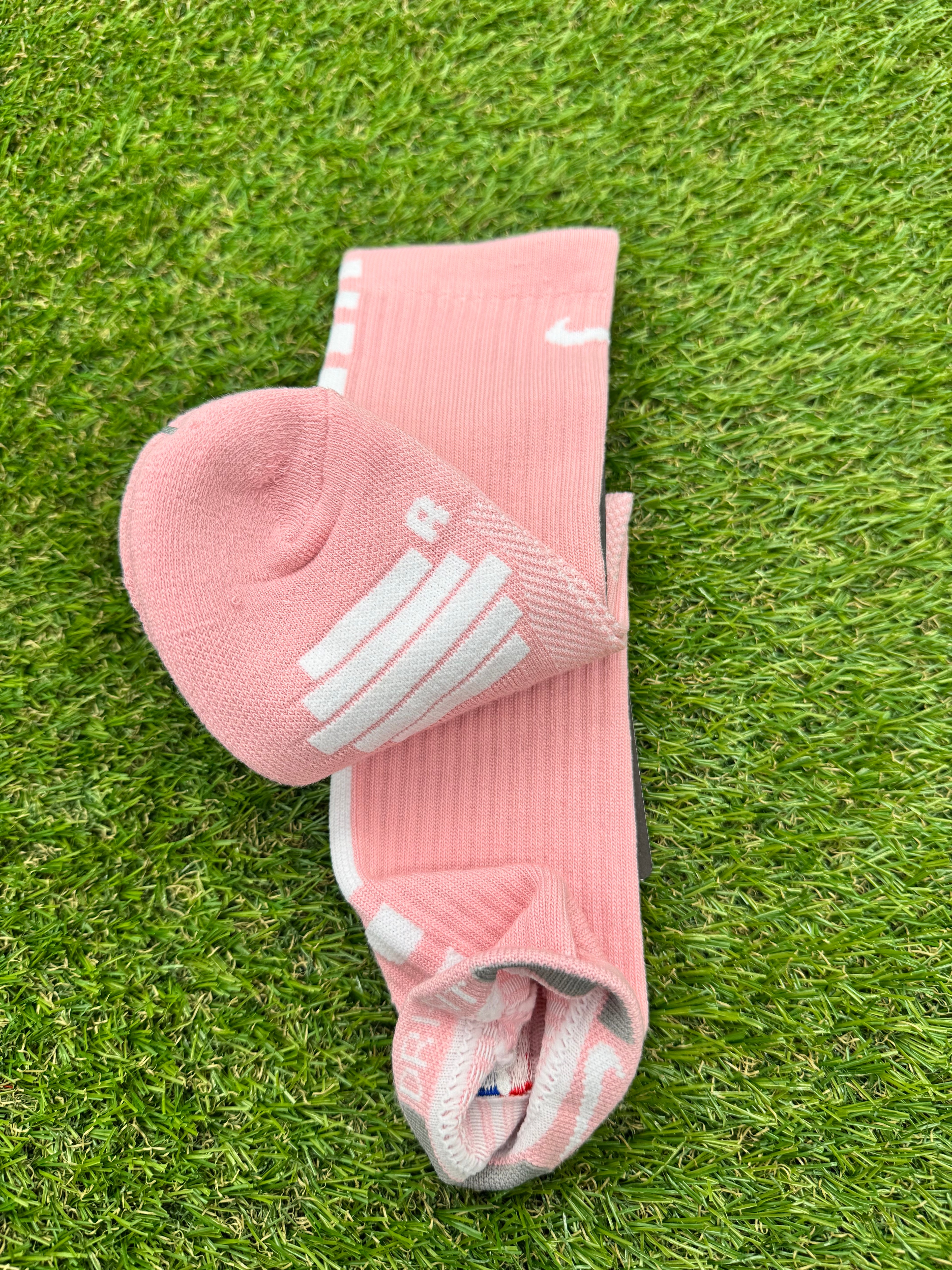 Nike Elite NBA DRI-FIT Light Pink & White Crew Socks Large