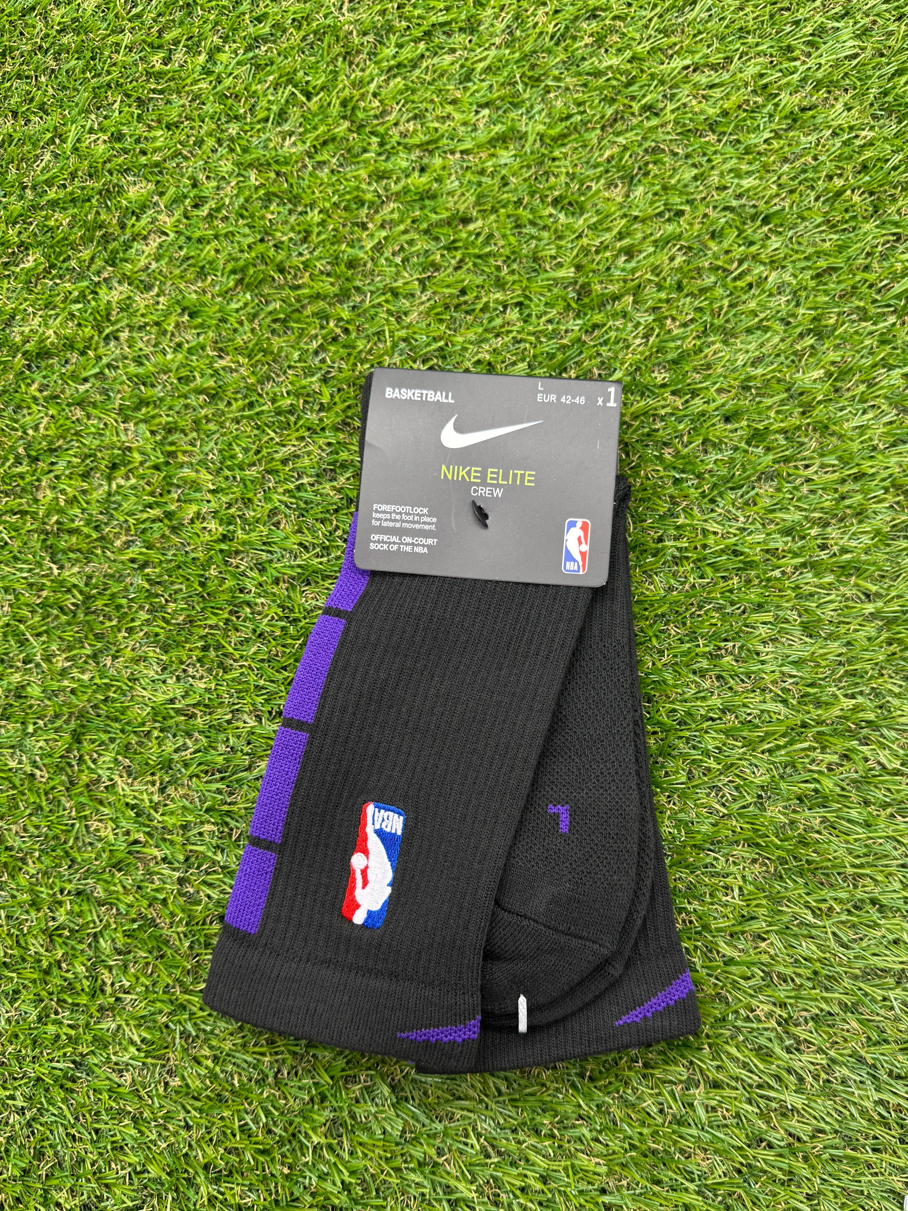 Nike Elite NBA Black & Purple Crew Socks Large