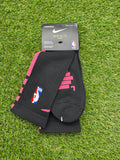 Nike Elite NBA DRI-FIT Black and Pink Crew Socks Large