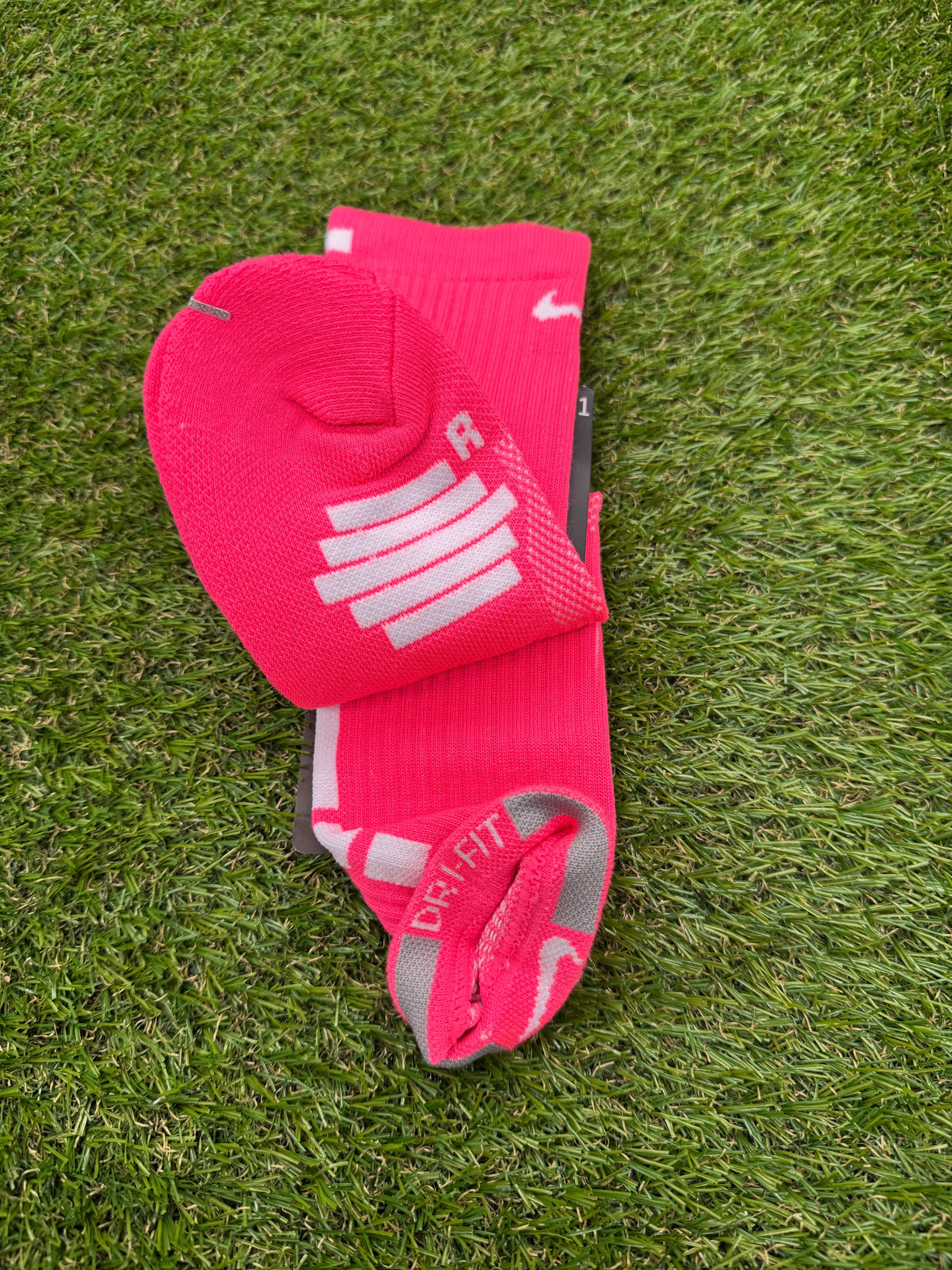 Nike Elite NBA DRI-FIT Pink & White Crew Socks Large